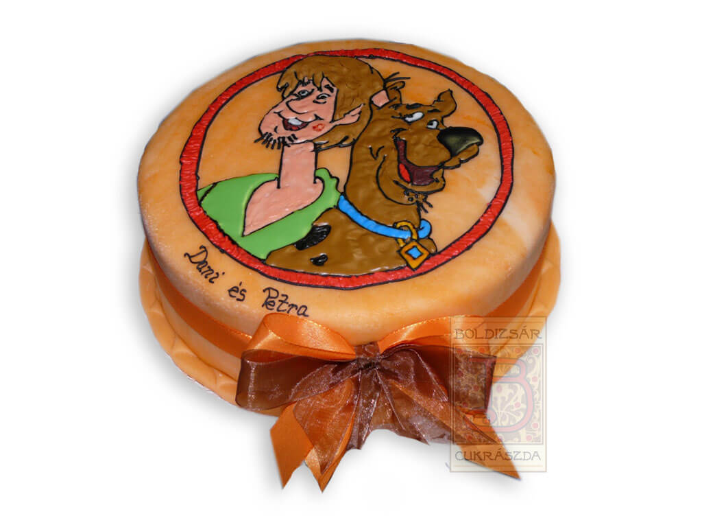 Scooby Doo cukormázas szalagos torta